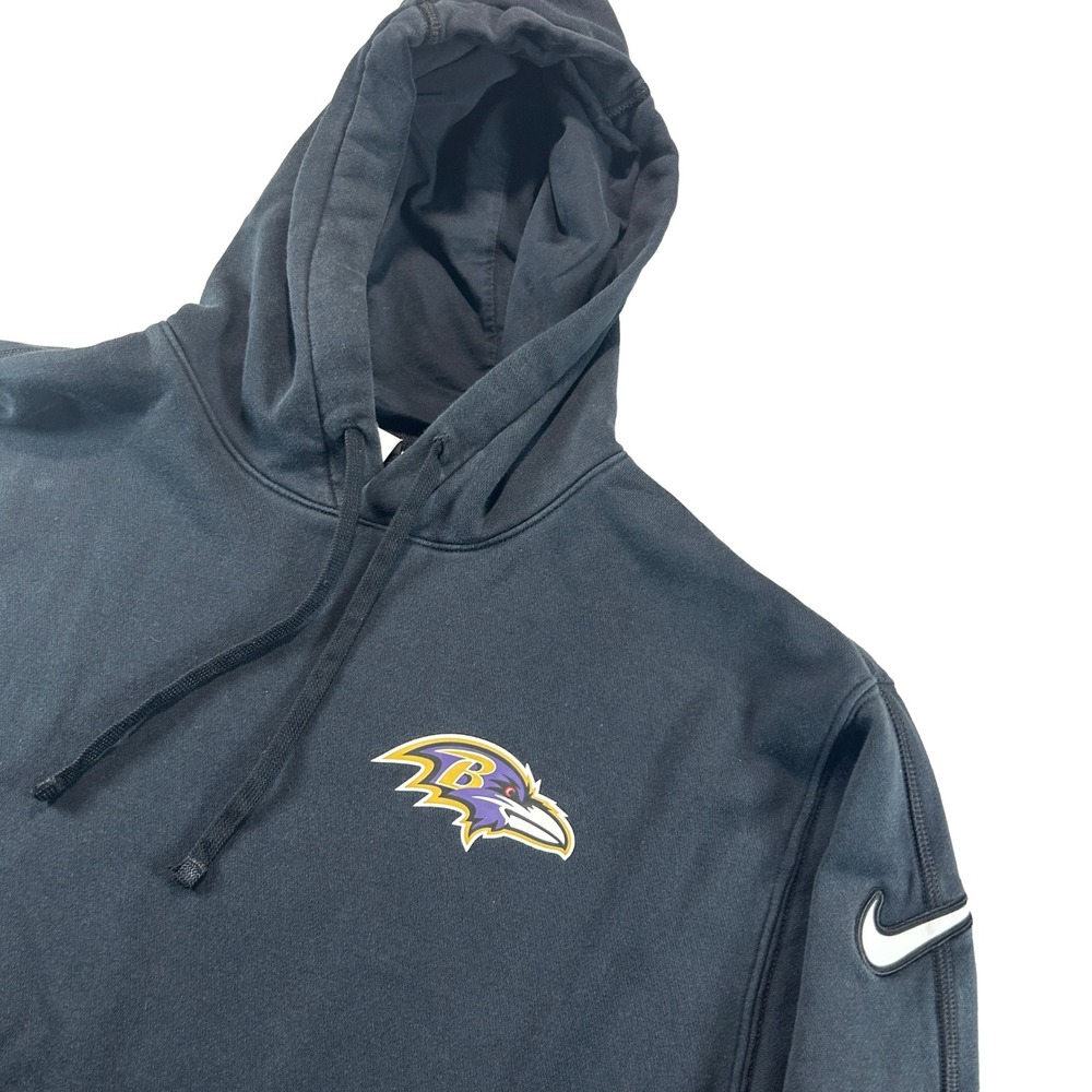 Nike Hoodie Mens Large Black Baltimore Ravens NFL Football Fleece Pullover